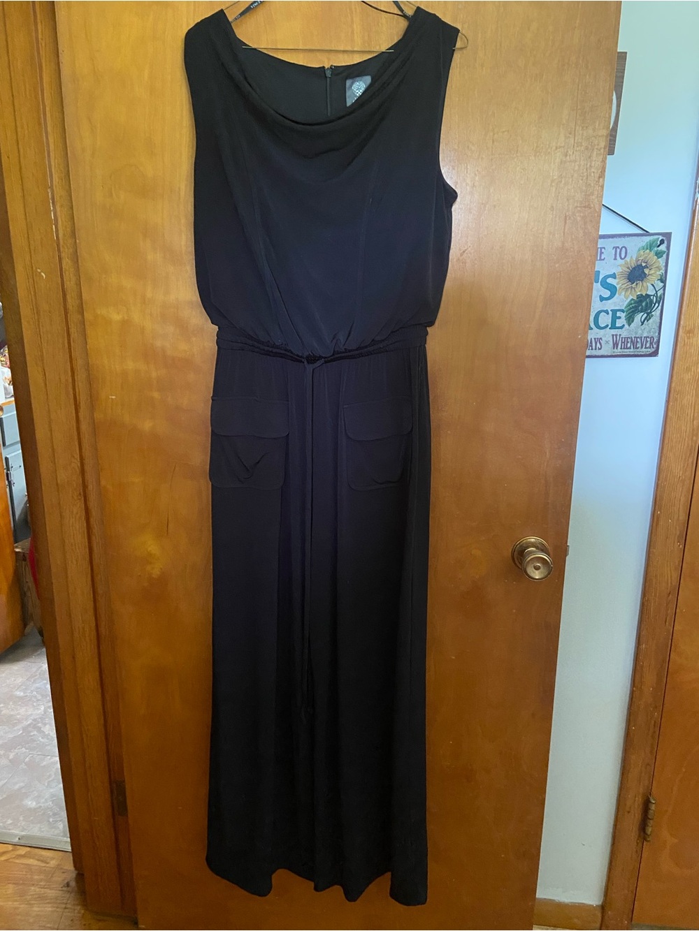 Vince Camuto Black Sleeveless jumper with Front Flap Pockets
